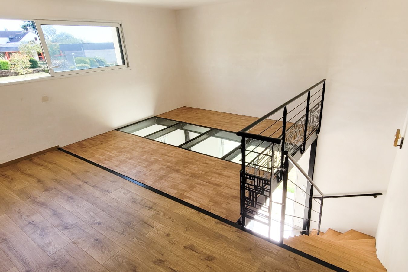 Plancher verre / bois