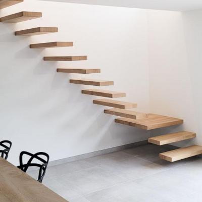 Escalier suspendu bois contemporain design aerien architecte art metal concept quimper finistere 2 